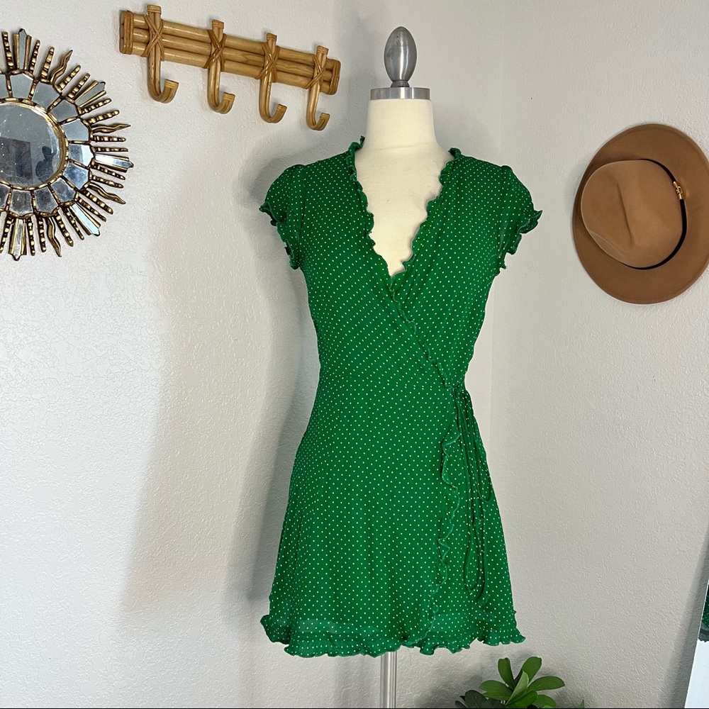 Reformation Sicilia Ruffle Wrap Mini Dress